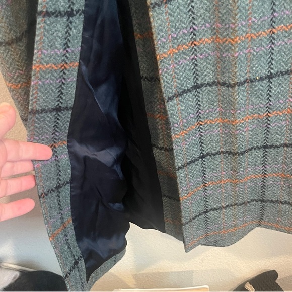 Remain by Birger Christensen Debbie coat heavy check wool blend size 4 gray blue - Picture 14 of 16